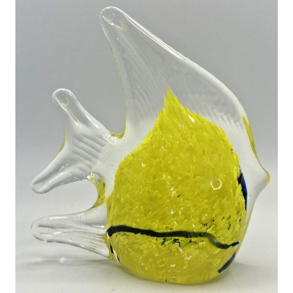 Vintage Glass‎ Yellow Fish Paper Weight U258/23